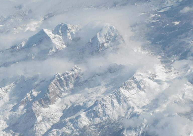 scenic aerial view of snowy swiss alps